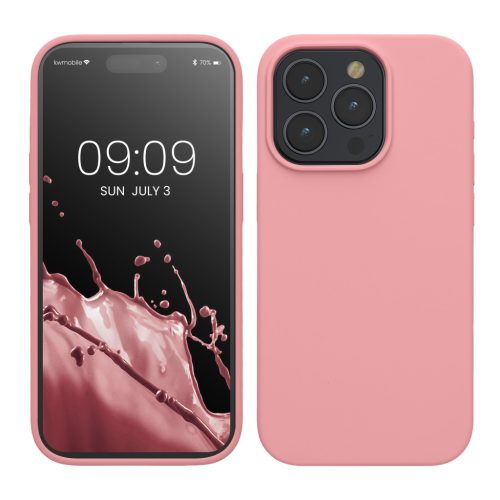 Pouzdro Kwmobile pro Apple iPhone 15 Pro, světle růžové, silikonové, KWM000020CC052C