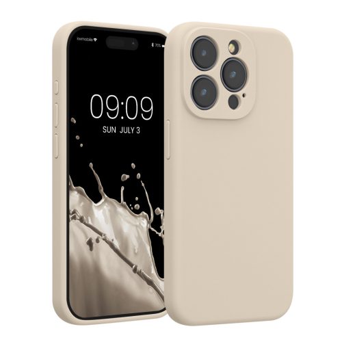 Silikonový kryt Kwmobile pro Apple iPhone 15 Pro, krémový, KWM000022OM013C