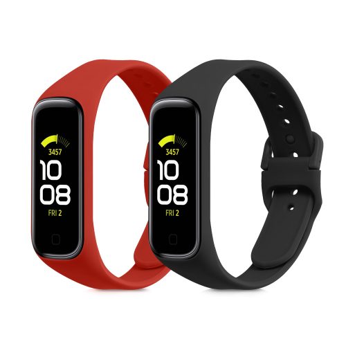Sada 2 popruhů pro Samsung Galaxy Fit 2, Kwmobile, černá/červená, silikon, 53962.11