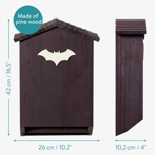 Casa pentru lilieci Navaris, 26x10.2x42 cm, lemn pin, asamblata, exterior, 59723.01