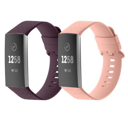 Sada 2 kwmobile řemínků pro Fitbit Charge 3/Charge 4, silikon, fialová/růžová, 46210.187