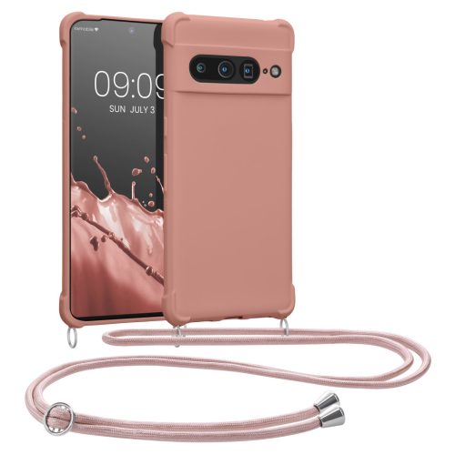 Pouzdro Kwmobile se šňůrkou na krk pro Google Pixel 7 Pro, růžové, silikonové, 59967.154