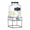 Dozator bauturi Navaris cu suport metalic negru, 5L, cu robinet inox, sticla, 59968.01