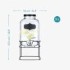 Dozator bauturi Navaris cu suport metalic negru, 5L, cu robinet inox, sticla, 59968.01