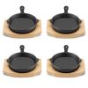Set 4 tigai mici din fonta Navaris cu baza din lemn, 10.2 cm, 4", 426g, 60343.03