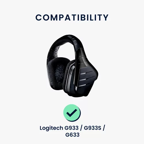 Sada 2 sluchátek kwmobile pro Logitech G933/G633, ekologická kůže, černá, 60362.01