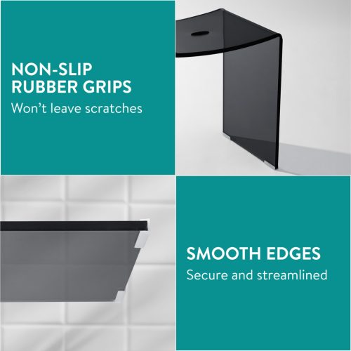 Taburet dus Navaris, acril transparent, 43.5x37x28 cm, stabil antiderapant, transparent/negru, plastic