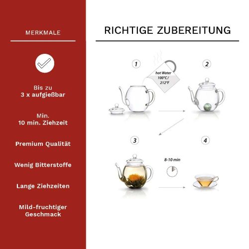Dárková sada čaje Creano s čajovou konvicí 500ml, 6 různých druhů, elegantní dřevěná krabice, bílá