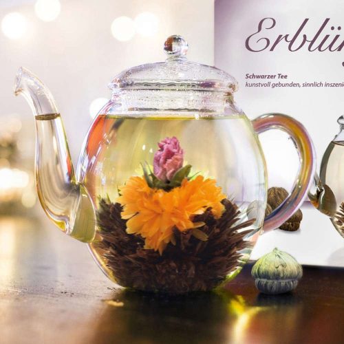 Čajová směs Creano Flowering Tea Mix, černý čaj, květinové aroma, sada 6 kusů, magnetická krabička