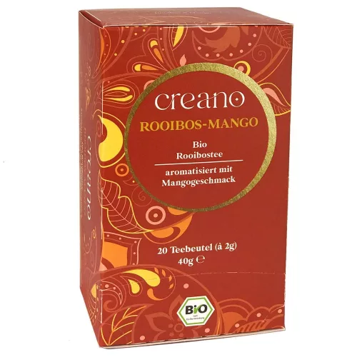 Bio čaj Creano Rooibos s mangem, 20 sáčků, plná, kulatá chuť, ovocné aroma
