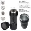 Cana termos Creano Design Travel Mug, 420 ml, inox, etansa, deschidere 360, negru