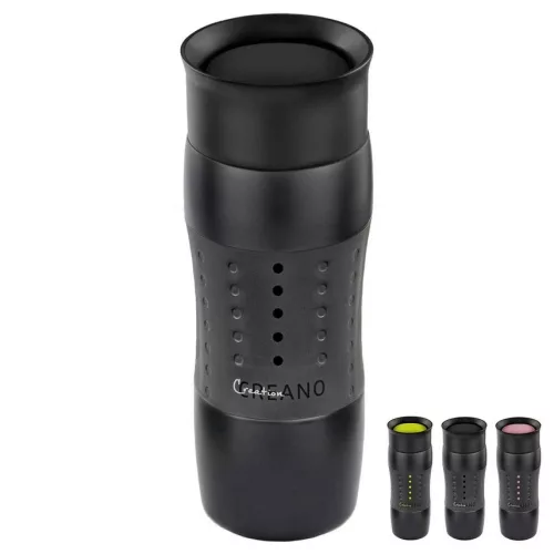 Cana termos Creano Design Travel Mug, 420 ml, inox, etansa, deschidere 360, negru