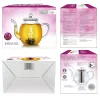 Ceainic din sticla Creano, 1 L, cu infuzor din inox, capac si 2 flori de ceai
