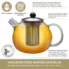 Ceainic din sticla Creano, 1 L, cu sita din inox si capac, pentru ceai vrac