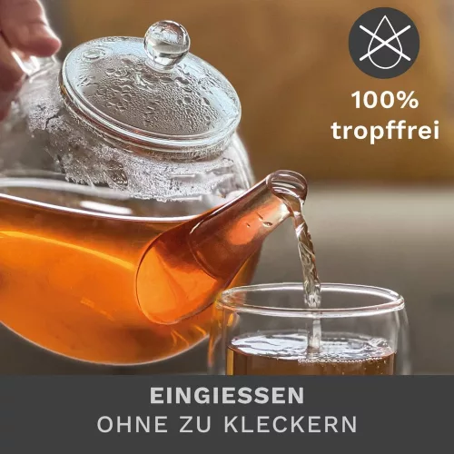 Ceainic din sticla Creano, 0,8 L, cu infuzor din sticla si capac, pentru ceai vrac