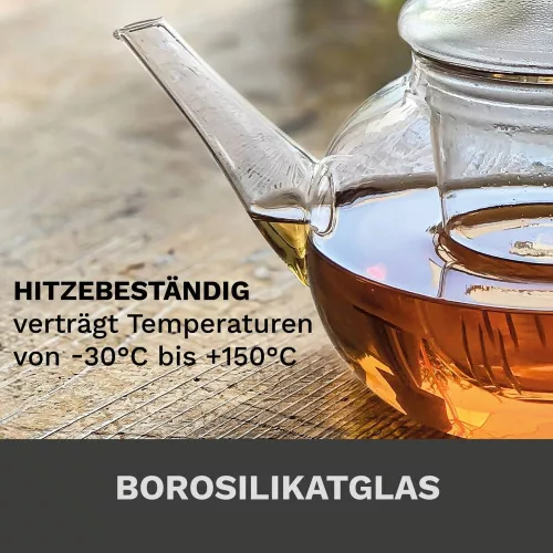 Ceainic din sticla Creano, 0,8 L, cu infuzor din sticla si capac, pentru ceai vrac
