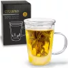 Cana pentru ceai Creano, 400 ml, sticla borosilicata, cu infuzor si capac din sticla