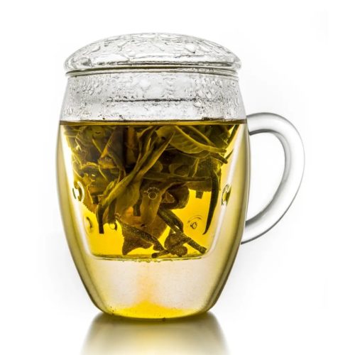 Sklenice na čaj Creano All-In-One, 400 ml, skleněný filtr a víčko, borosilikátové sklo