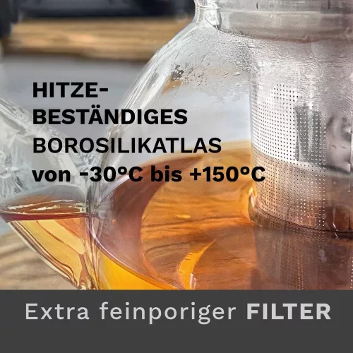 Ceainic din sticla Creano All-in-One, 0,8 L, cu infuzor din inox si capac, anti-picurare