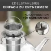 Ceainic din sticla Creano All-in-One, 0,8 L, cu infuzor din inox si capac, anti-picurare
