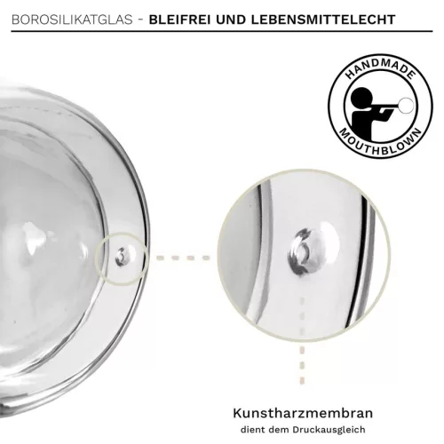 Pahar termic Creano Hummi, 250 ml, sticla borosilicata, perete dublu, decor colibri verde