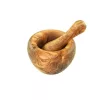 Hmoždíř z olivového dřeva s tloučkem, průměr 12 cm, výška 7 cm