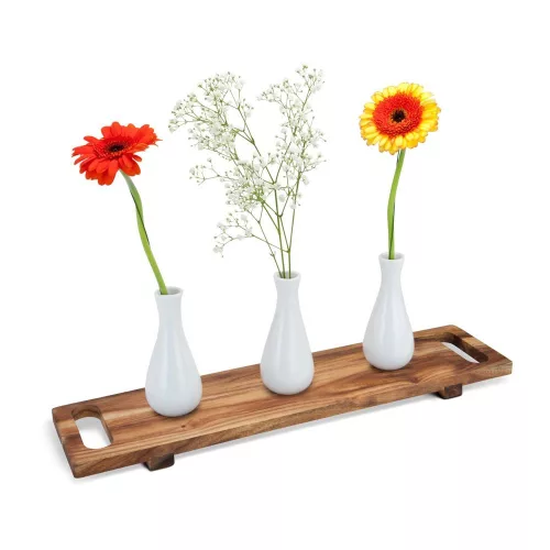 Platou servire Rominox Parma, lemn de acacia, picioare stabile, decorativ, 50 x 12 cm