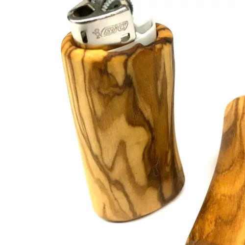 Pouzdro na zapalovač z olivového dřeva, kompatibilní s BIC J25, 7x3 cm
