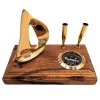 Busolă Giftdeco BCPH103, alamă și lemn, 14 x 17,5 x 9,5 cm, stil retro, nautic