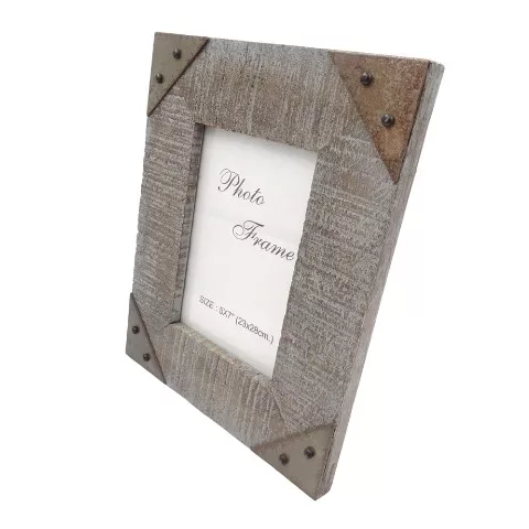 Ramă foto Giftdeco, pentru fotografie 13 x 18cm, lemn de mango și metal, 27,5 x 22,5 cm