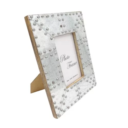 Ramă foto Giftdeco, pentru fotografie 15 x 10cm, lemn de mango și metal, stil industrial, glamour