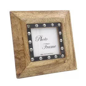   Ramă foto Giftdeco, pentru fotografie 10 x 10cm, lemn de mango și metal