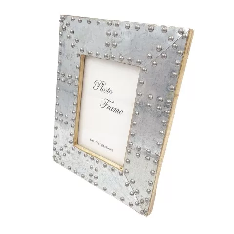 Ramă foto Giftdeco, pentru fotografie 18 x 13cm, lemn de mango și metal, stil industrial, glamour