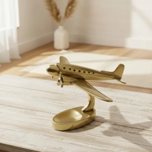 Machetă avion Giftdeco, aluminiu și metal, 19,5 x 16,5 x 29 cm, stil modern, art deco