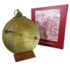 Astrolab decorativ Hemisferium H37, alamă și lemn, înălțime 18 cm, diametru 15 cm, stil modern, renaștere