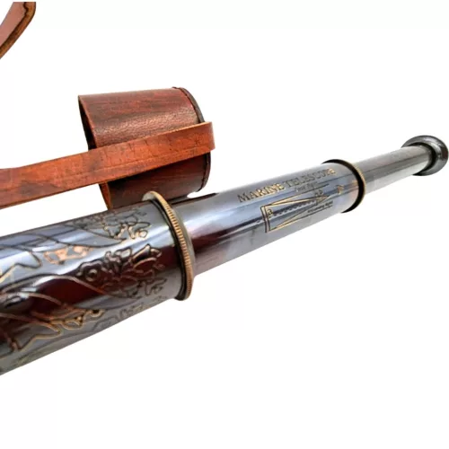 Lunetă Giftdeco NC1596, alamă, piele și metal, stil nautic