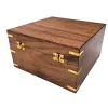 Sextant decorativ Giftdeco NC1517 – replică nautică din alamă, sticlă și lemn, 19 x 21,5 x 10 cm