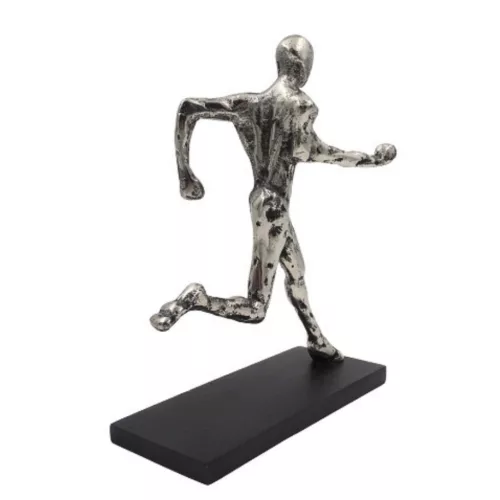 Figurină decorativa Giftdeco MT202, aluminiu și lemn, înălțime 24 cm, lățime 8 cm