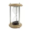 Clepsidră Giftdeco NC2989, lemn de mango, alamă, sticlă și metal, înălțime 25 cm, diametru 15 cm, stil clasic