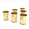 Set pahare shot Giftdeco, alamă, sticlă, cupru, metal și lemn, 16 cm x 10,5 cm x 5,5 cm, stil nautic