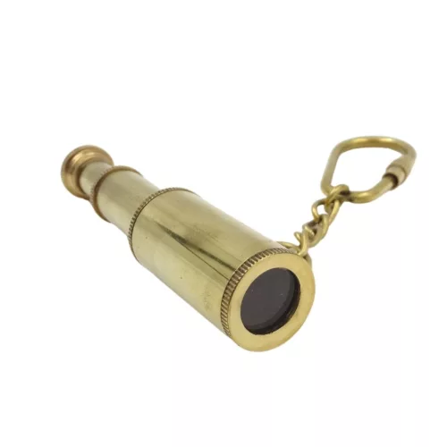 Breloc telescop Giftdeco KEY-0016, alamă aurie, 8 x 2 x 9 cm, cu carabină