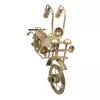 Machetă motocicletă clasică Giftdeco NC1733, metal și lemn, alamă antică și bronz, 32 x 9 x 22 cm