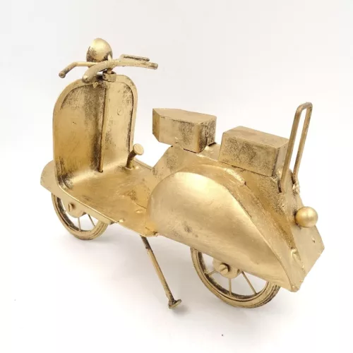Machetă motocicleta Giftdeco NC2860, alamă și metal, 28 x 11,5 x 21,5 cm, stil retro