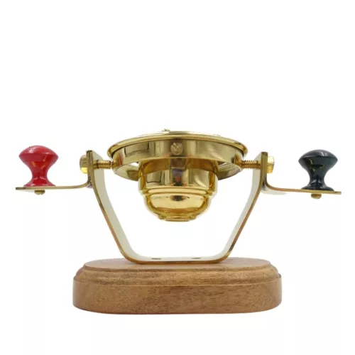 Busolă Giftdeco NC1615, alamă, sticlă și lemn, 8,25 x 19 x 9,5 cm, stil retro, nautic