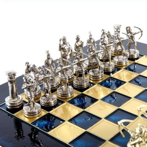 Set sah Manopoulos S15, alamă, metal și lemn, înălțime 54 cm, stil clasic