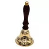 Clopot de mână Giftdeco HB70/3, alamă și mâner din lemn, diametru 7,5 cm