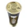 Clepsidră Giftdeco STPL133/6, alamă, sticlă și piele, 16,5 x 6,5 cm, stil colonial, clasic