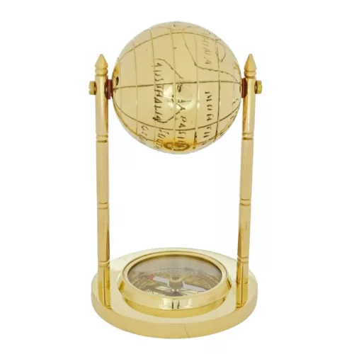 Glob decorativ cu busola Giftdeco MX1160, alama aurie, 12,5 cm