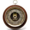 Barometru rotund Fischer 1436R-12, alamă, inox și lemn nuc, diametru 17 cm