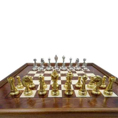 Set sah Italfama N137, metal și lemn, înălțime 7,5 cm, stil clasic